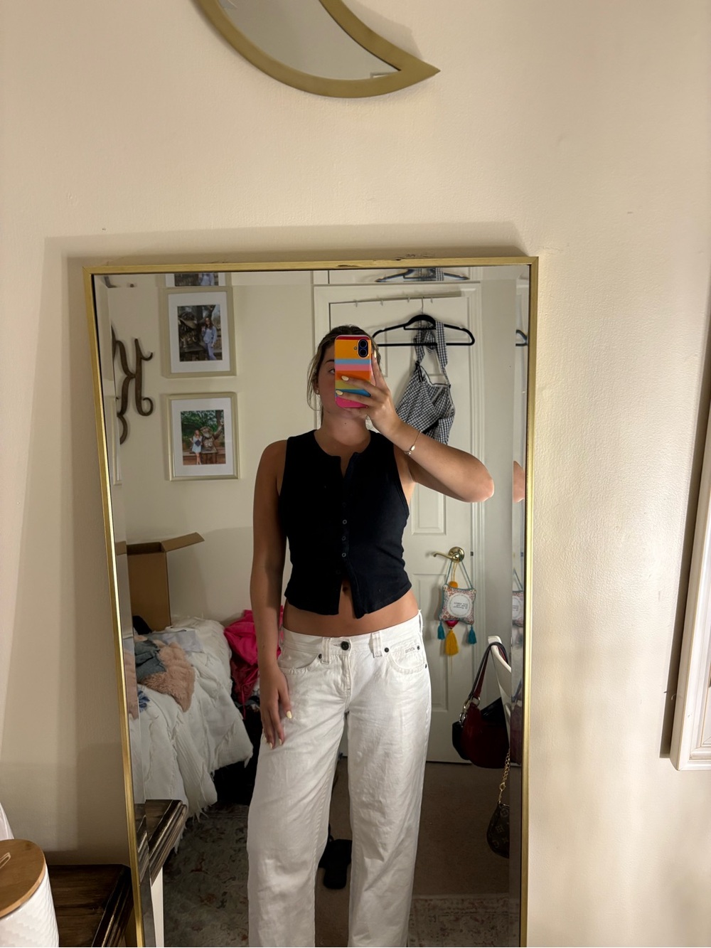 BDG Black Sleeveless Button-Front Crop Top